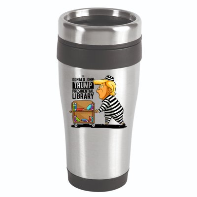 Prison Trump Presidential Library Funny Anti Trump 16oz Travel Tumbler
