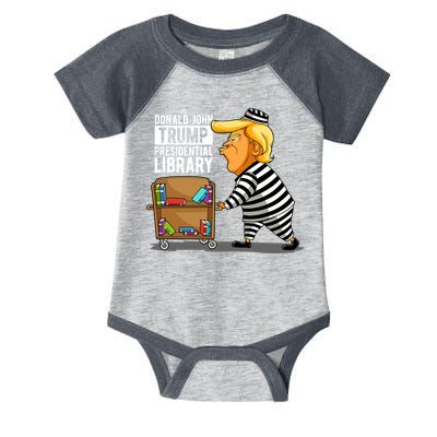 Prison Trump Presidential Library Funny Anti Trump Infant Baby Jersey Bodysuit
