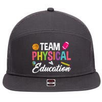 P.E. Team Physical Education School Fitness PE Teacher 7 Panel Mesh Trucker Snapback Hat