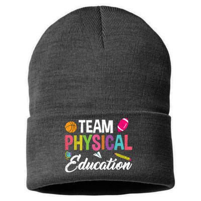 P.E. Team Physical Education School Fitness PE Teacher Sustainable Knit Beanie