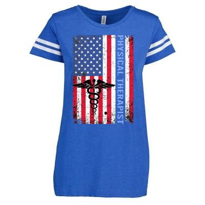 Physical Therapist PT Vintage US Flag Physical Therapy Enza Ladies Jersey Football T-Shirt