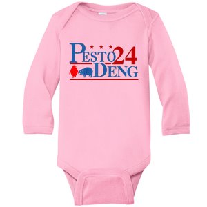 Pesto The Penguin And Moo Deng Hippo 2024 Baby Long Sleeve Bodysuit