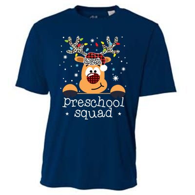 Preschool Team Plaid Reindeer Santa Hat Teacher Christmas Cooling Performance Crew T-Shirt