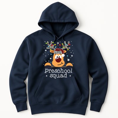 Preschool Team Plaid Reindeer Santa Hat Teacher Christmas Hoodie