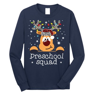 Preschool Team Plaid Reindeer Santa Hat Teacher Christmas Long Sleeve Shirt