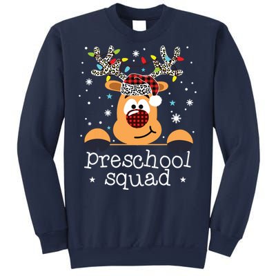 Preschool Team Plaid Reindeer Santa Hat Teacher Christmas Sweatshirt