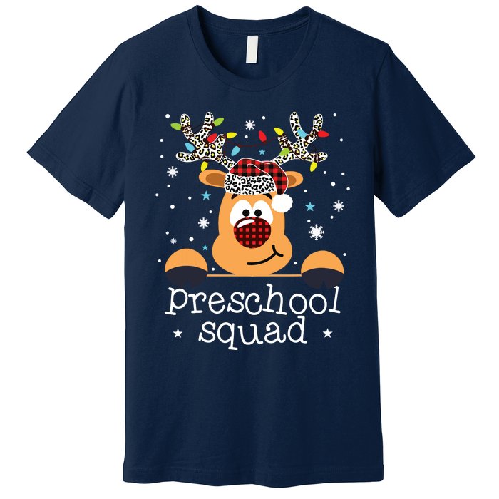 Preschool Team Plaid Reindeer Santa Hat Teacher Christmas Premium T-Shirt