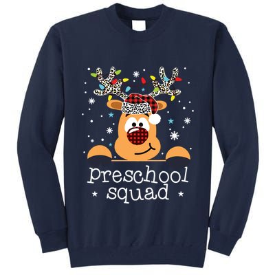 Preschool Team Plaid Reindeer Santa Hat Teacher Christmas Tall Sweatshirt