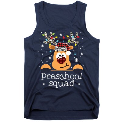 Preschool Team Plaid Reindeer Santa Hat Teacher Christmas Tank Top