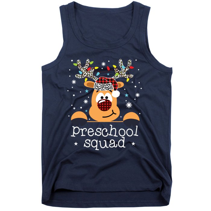 Preschool Team Plaid Reindeer Santa Hat Teacher Christmas Tank Top