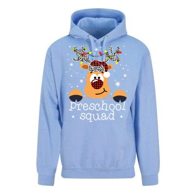 Preschool Team Plaid Reindeer Santa Hat Teacher Christmas Unisex Surf Hoodie