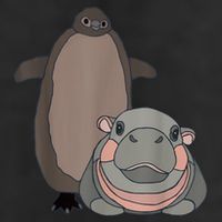 Pesto The Penguin And Moo Deng The Baby Hippo Funny 7 Panel Mesh Trucker Snapback Hat