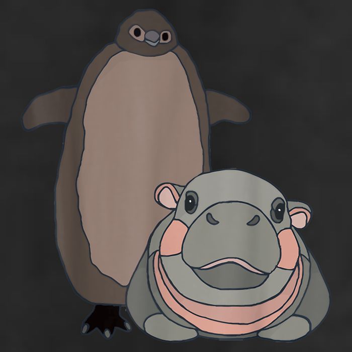 Pesto The Penguin And Moo Deng The Baby Hippo Funny 7 Panel Mesh Trucker Snapback Hat