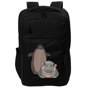 Pesto The Penguin And Moo Deng The Baby Hippo Funny Impact Tech Backpack