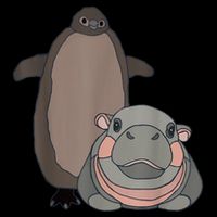 Pesto The Penguin And Moo Deng The Baby Hippo Funny 16 in Basic Backpack