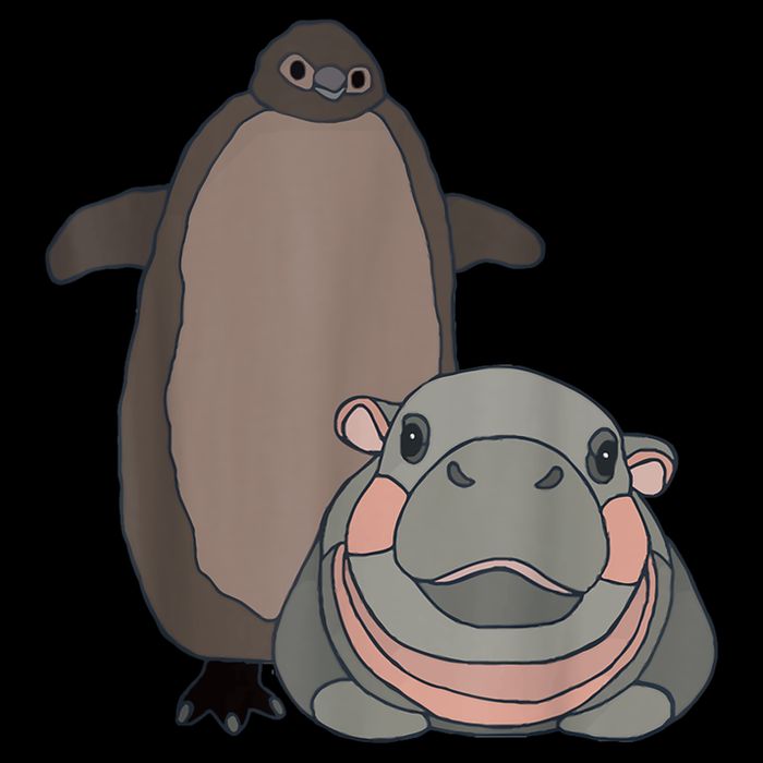 Pesto The Penguin And Moo Deng The Baby Hippo Funny 16 in Basic Backpack