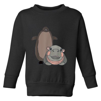 Pesto The Penguin And Moo Deng The Baby Hippo Funny Toddler Sweatshirt
