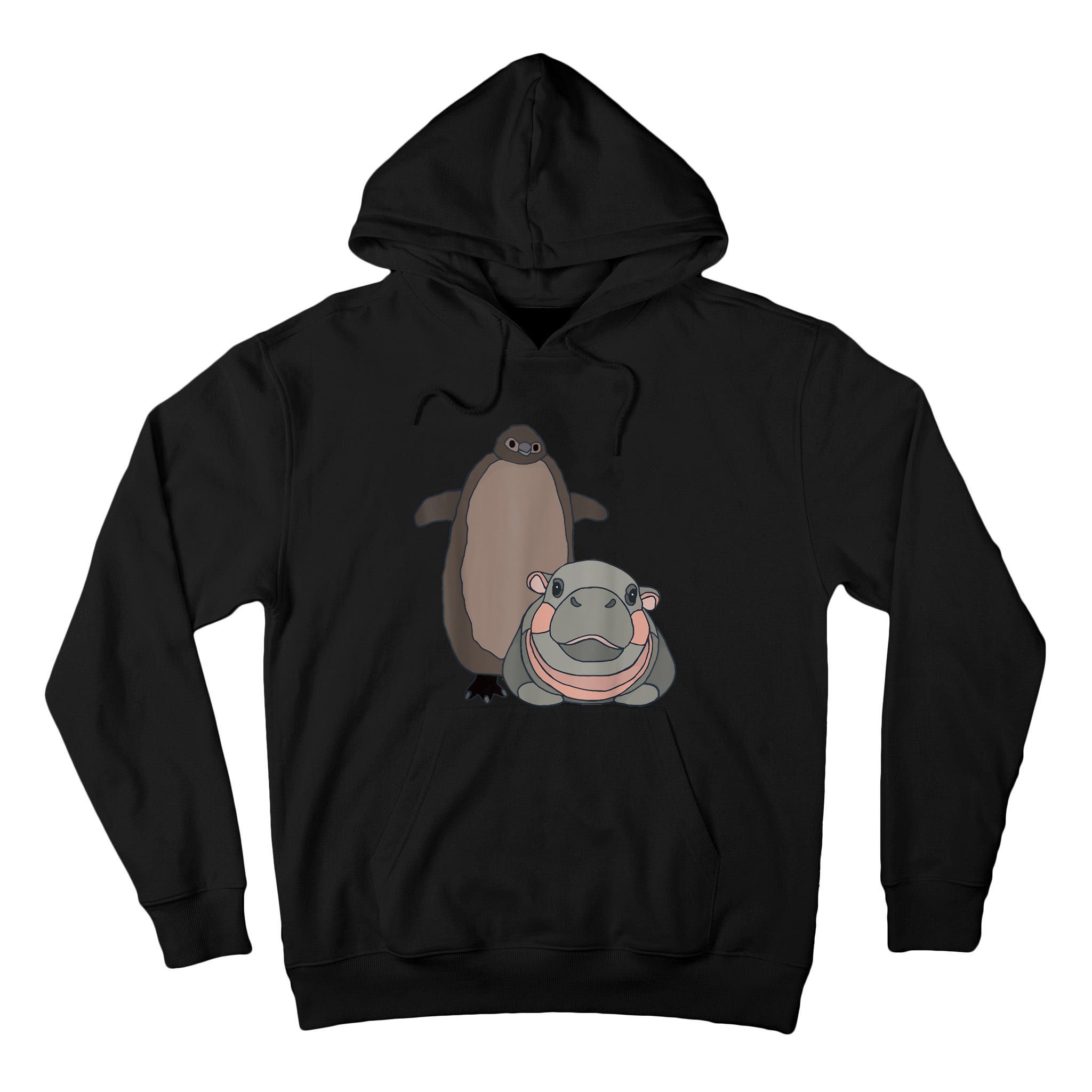 Pesto The Penguin And Moo Deng The Baby Hippo Funny Tall Hoodie
