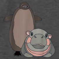 Pesto The Penguin And Moo Deng The Baby Hippo Funny Vector Backpack