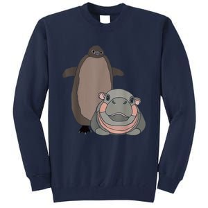 Pesto The Penguin And Moo Deng The Baby Hippo Funny Tall Sweatshirt