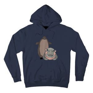 Pesto The Penguin And Moo Deng The Baby Hippo Funny Tall Hoodie