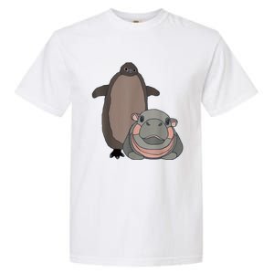 Pesto The Penguin And Moo Deng The Baby Hippo Funny Garment-Dyed Heavyweight T-Shirt