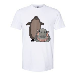 Pesto The Penguin And Moo Deng The Baby Hippo Funny Softstyle CVC T-Shirt