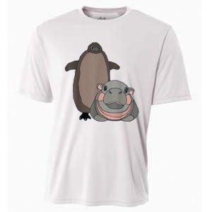 Pesto The Penguin And Moo Deng The Baby Hippo Funny Cooling Performance Crew T-Shirt