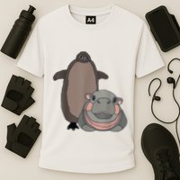 Pesto The Penguin And Moo Deng The Baby Hippo Funny Cooling Performance Crew T-Shirt