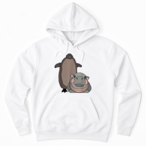 Pesto The Penguin And Moo Deng The Baby Hippo Funny Hoodie