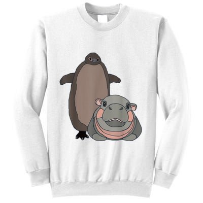 Pesto The Penguin And Moo Deng The Baby Hippo Funny Sweatshirt