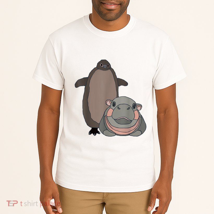 Pesto The Penguin And Moo Deng The Baby Hippo Funny Tall T-Shirt
