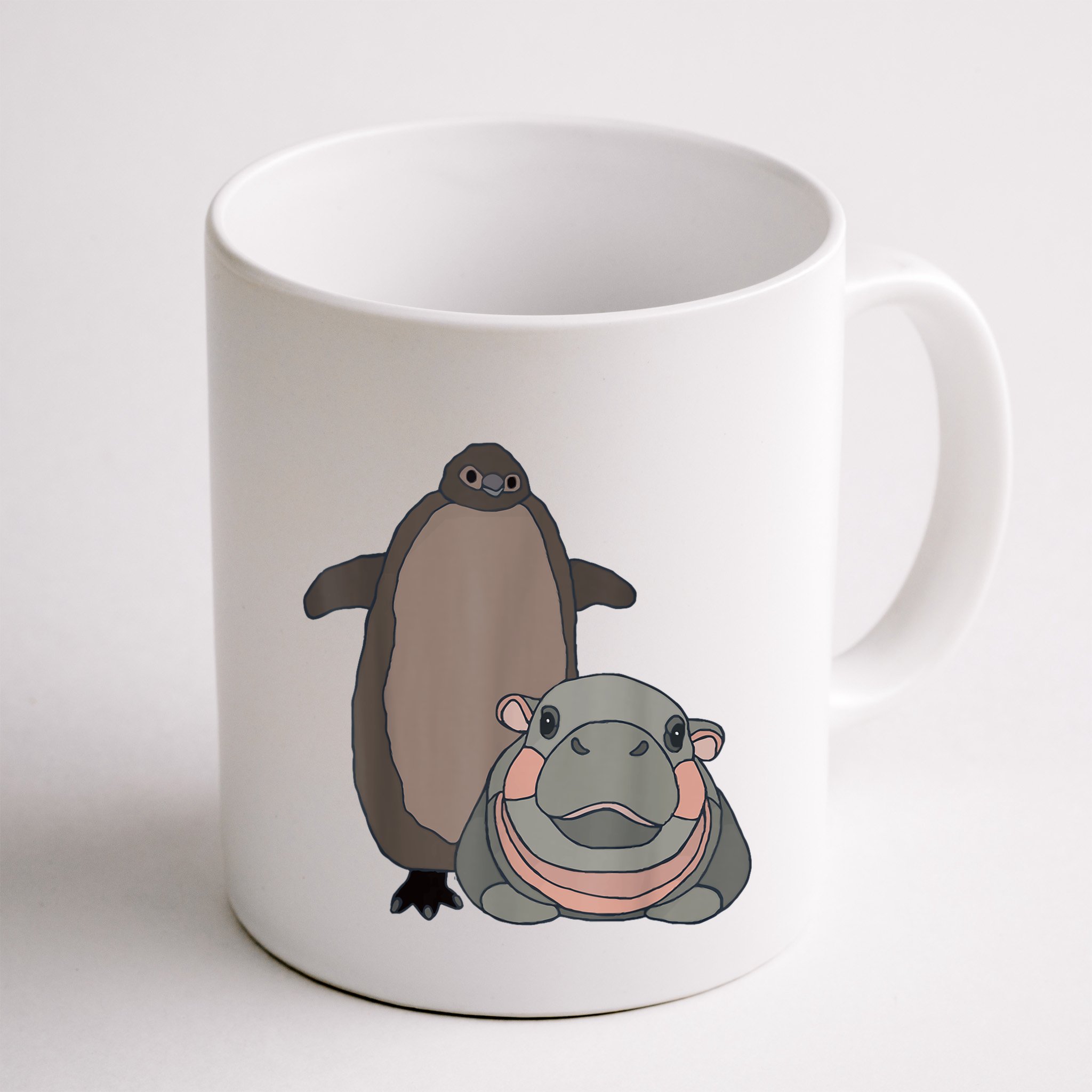 Pesto The Penguin And Moo Deng The Baby Hippo Funny Mug