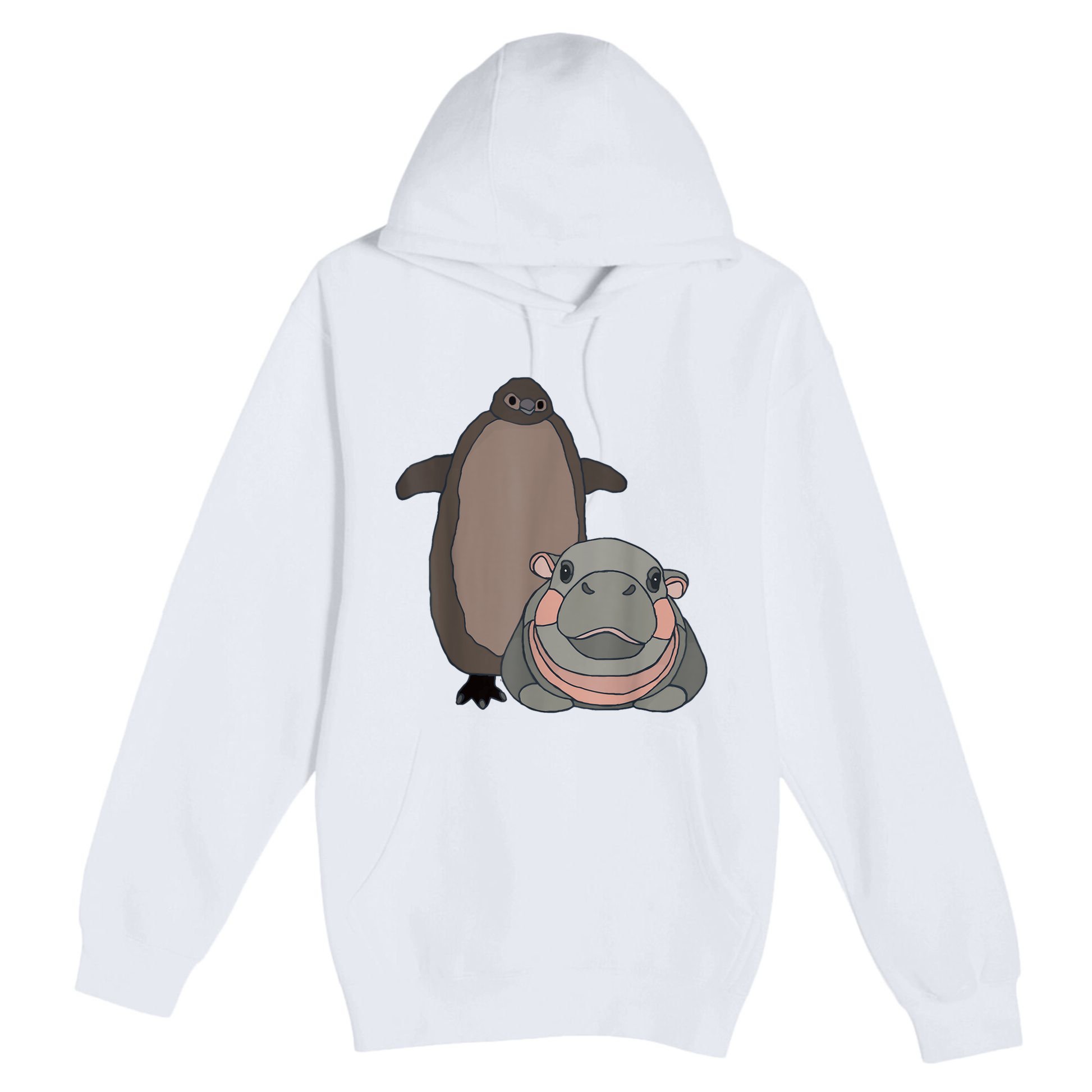 Pesto The Penguin And Moo Deng The Baby Hippo Funny Premium Pullover Hoodie
