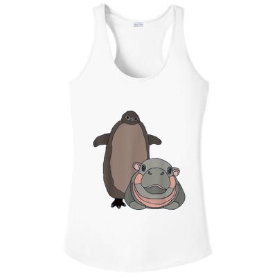 Pesto The Penguin And Moo Deng The Baby Hippo Funny Ladies PosiCharge Competitor Racerback Tank