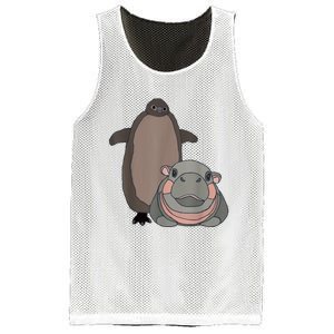 Pesto The Penguin And Moo Deng The Baby Hippo Funny Mesh Reversible Basketball Jersey Tank