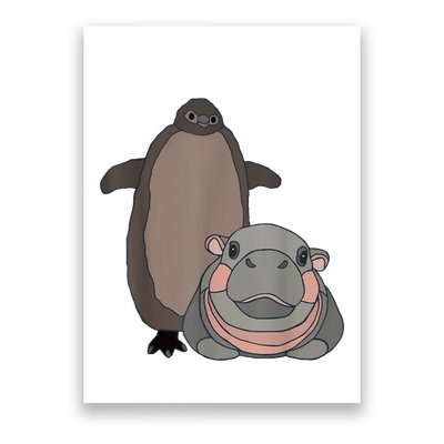 Pesto The Penguin And Moo Deng The Baby Hippo Funny Poster