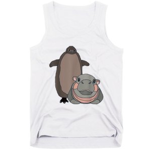 Pesto The Penguin And Moo Deng The Baby Hippo Funny Tank Top