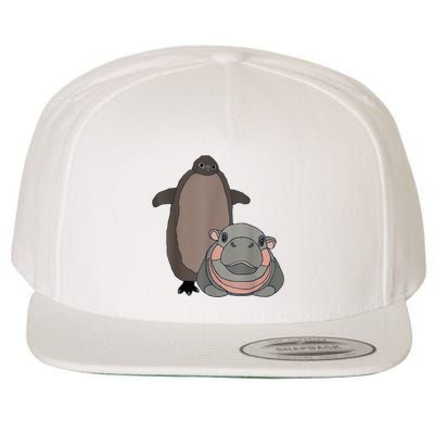 Pesto The Penguin And Moo Deng The Baby Hippo Funny Wool Snapback Cap