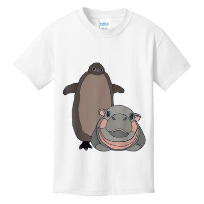 Pesto The Penguin And Moo Deng The Baby Hippo Funny Kids T-Shirt
