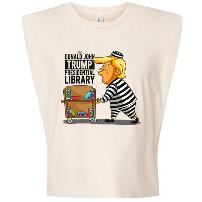 Prison Trump Presidential Library Funny Anti Trump Garment-Dyed Women's Muscle Tee