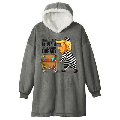 Prison Trump Presidential Library Funny Anti Trump Hooded Wearable Blanket