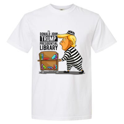Prison Trump Presidential Library Funny Anti Trump Garment-Dyed Heavyweight T-Shirt