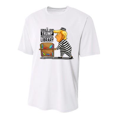 Prison Trump Presidential Library Funny Anti Trump Youth Performance Sprint T-Shirt