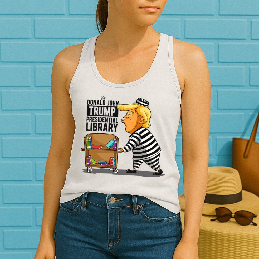 Prison Trump Presidential Library Funny Anti Trump Womens Tank Top