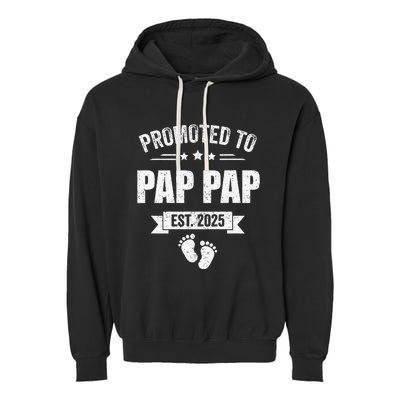 Promoted To Pap Pap Est 2025 Fathers Day First Time New Garment-Dyed Fleece Hoodie