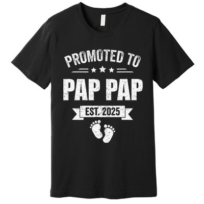 Promoted To Pap Pap Est 2025 Fathers Day First Time New Premium T-Shirt