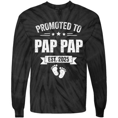 Promoted To Pap Pap Est 2025 Fathers Day First Time New Tie-Dye Long Sleeve Shirt