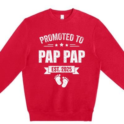 Promoted To Pap Pap Est 2025 Fathers Day First Time New Premium Crewneck Sweatshirt