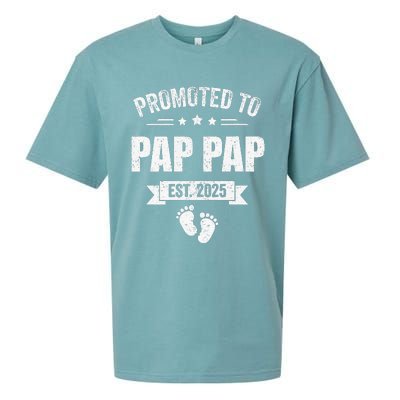 Promoted To Pap Pap Est 2025 Fathers Day First Time New Sueded Cloud Jersey T-Shirt